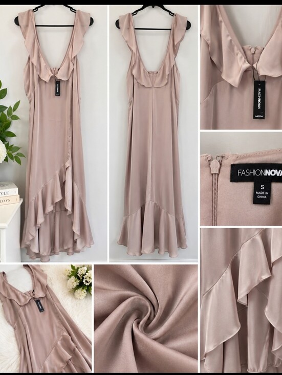 Express Dresses & Skirts - Express Mauve Asymmetrical Cold-Shoulder Satin Dress